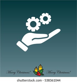 Web icon. Gears (mechanism) in hand