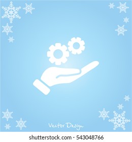 Web icon. Gears (mechanism) in hand