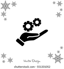 Web icon. Gears (mechanism) in hand