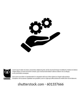 Web icon. Gears (mechanism) in hand