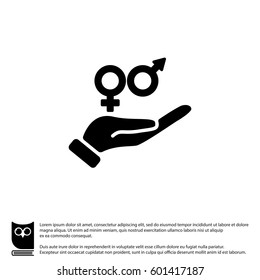 Web Icon. Gender Symbol (symbols Of Men And Women) In Hand