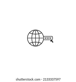 Icono web globo con flecha en estilo plano moderno. Vector