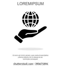 Web icon. Globe in hand.