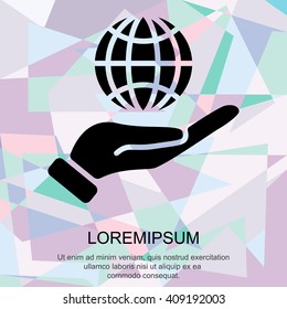 Web icon. Globe in hand.