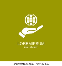 Web icon. Globe in hand.