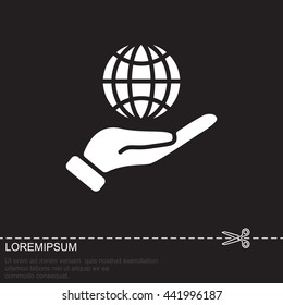 Web icon. Globe in hand.
