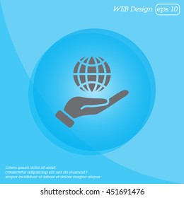Web icon. Globe in hand.