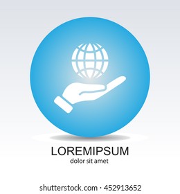 Web icon. Globe in hand.