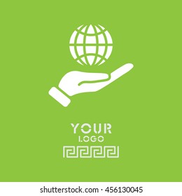 Web icon. Globe in hand.