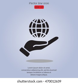 Web icon. Globe in hand.