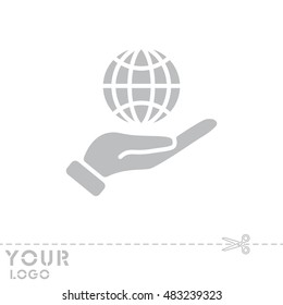 Web icon. Globe in hand.