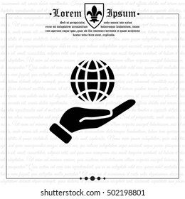 Web icon. Globe in hand.