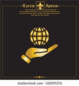 Web icon. Globe in hand.
