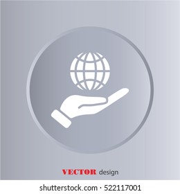 Web icon. Globe in hand.