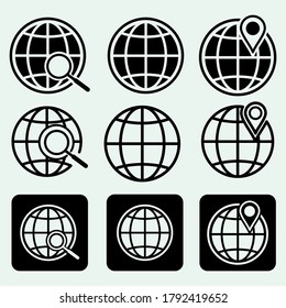 
web icon. globe icon. globe illustration in flat style and outline