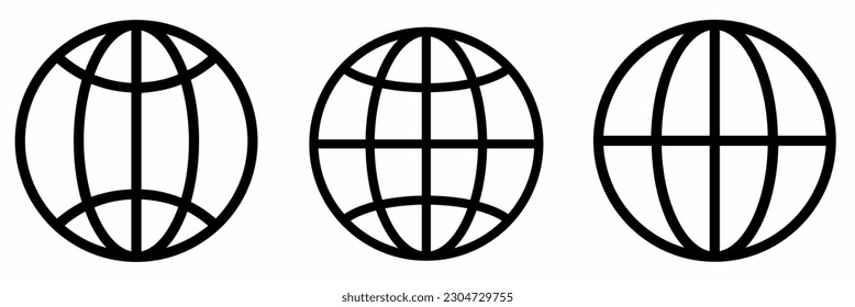 Web icon. Globe icon illustration set. Stock vector illustration.