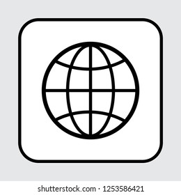 Web icon. Globe symbol, outline design. Vector illustration