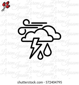 Web icon. Haze (storm), clouds, wind and rain. Thunderclouds, Windy weather
