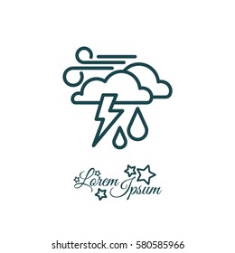 Web icon. Haze (storm), clouds, wind and rain. Thunderclouds, Windy weather