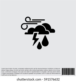 Web icon. Haze (storm), clouds, wind and rain. Thunderclouds, Windy weather
