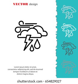 Web icon. Haze (storm), clouds, wind and rain. Thunderclouds, Windy weather