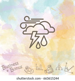 Web icon. Haze (storm), clouds, wind and rain. Thunderclouds, Windy weather