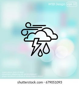 Web icon. Haze (storm), clouds, wind and rain. Thunderclouds, Windy weather