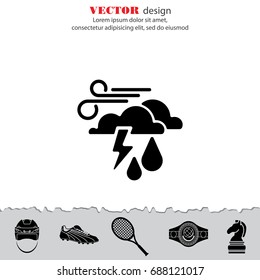 Web icon. Haze (storm), clouds, wind and rain. Thunderclouds, Windy weather