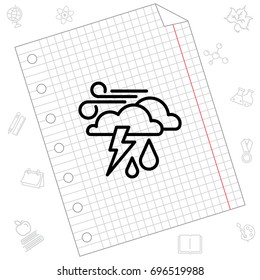 Web icon. Haze (storm), clouds, wind and rain. Thunderclouds, Windy weather