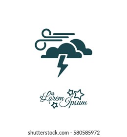 Web icon. Haze (storm). Lightning, clouds and wind. Windy weather
