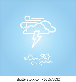 Web icon. Haze (storm). Lightning, clouds and wind. Windy weather