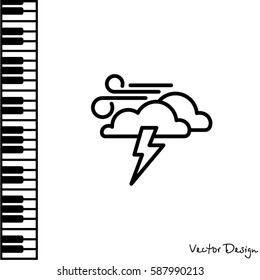 Web icon. Haze (storm). Lightning, clouds and wind. Windy weather