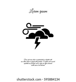 Web icon. Haze (storm). Lightning, clouds and wind. Windy weather