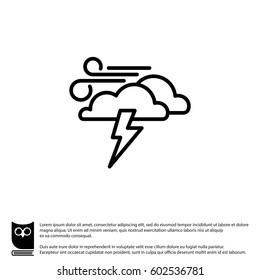 Web icon. Haze (storm). Lightning, clouds and wind. Windy weather