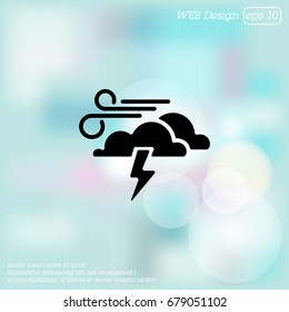 Web icon. Haze (storm). Lightning, clouds and wind. Windy weather