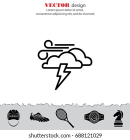 Web icon. Haze (storm). Lightning, clouds and wind. Windy weather