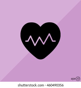 Web icon. Heart cardiogram, heartbeat