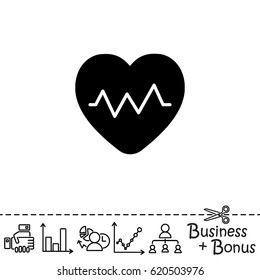 Web icon. Heart cardiogram, heartbeat
