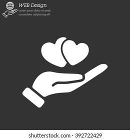 Web icon. Hearts in hand. 