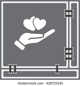 Web icon. Hearts in hand. 