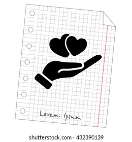 Web icon. Hearts in hand. 