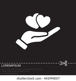 Web icon. Hearts in hand. 