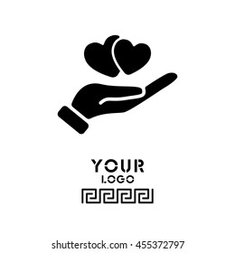 Web icon. Hearts in hand. 