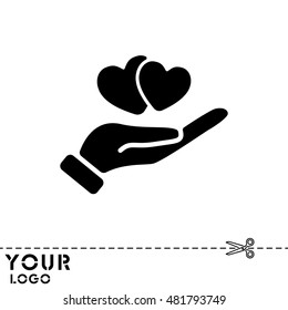 Web icon. Hearts in hand. 