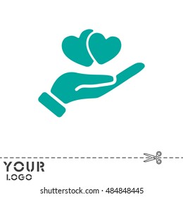 Web icon. Hearts in hand. 