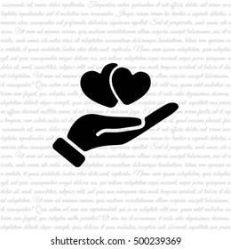 Web icon. Hearts in hand. 