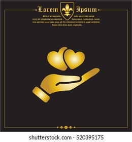 Web icon. Hearts in hand. 
