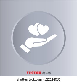 Web icon. Hearts in hand. 