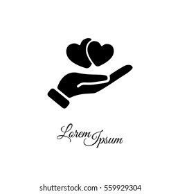 Web icon. Hearts in hand. 