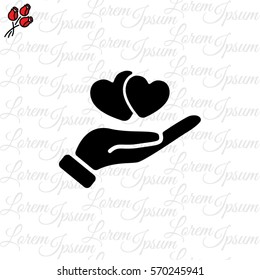 Web icon. Hearts in hand. 